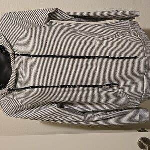 Hem & Thread Black and White Striped Hoodie NWT